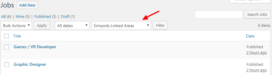 Linked Areas Filter - Simpods