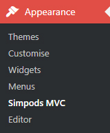 Simpods MVC Appearance Settings