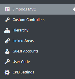 Simpods MVC Settings Sidebar